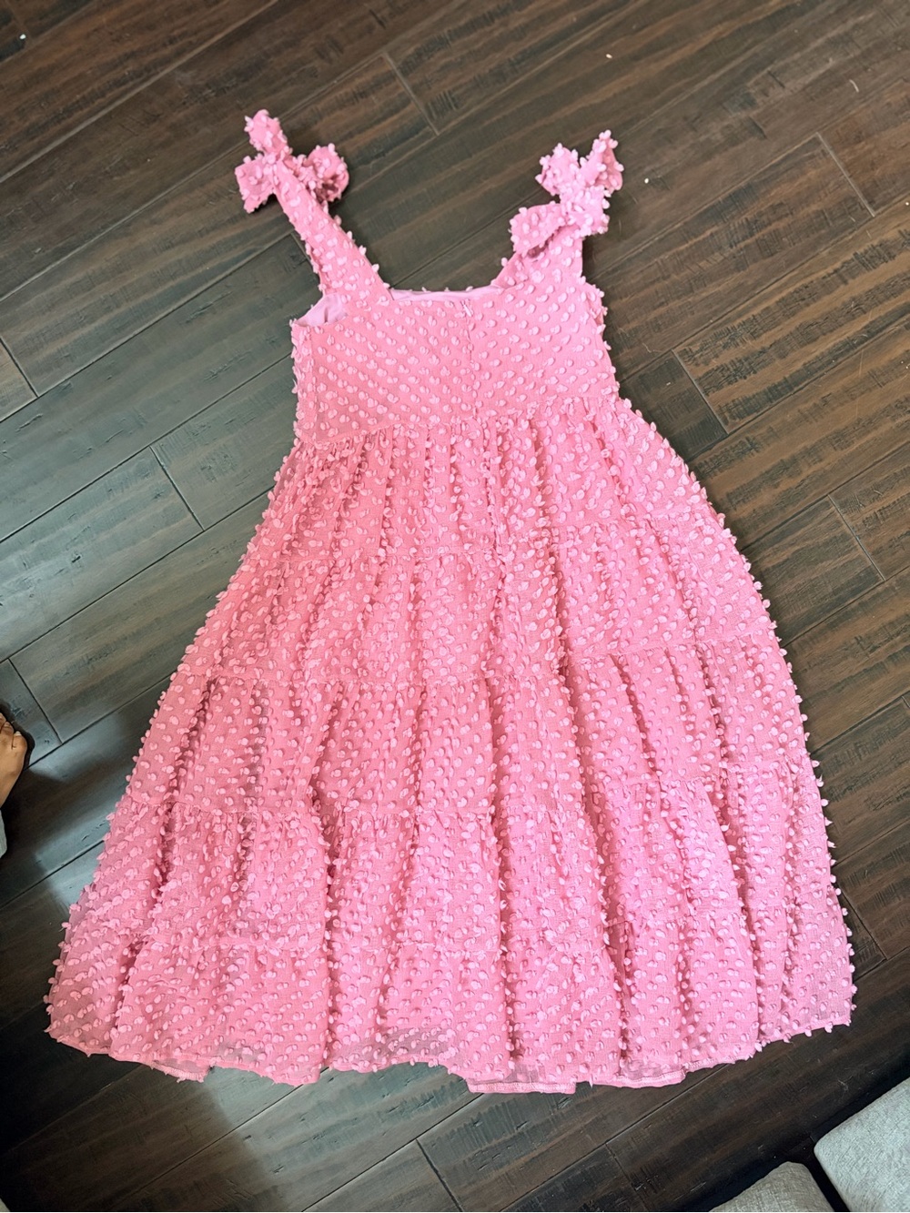 Sister Jane Bando "Likely Lady" textured pink midi dress featuring tiered bow M - Picture 2 of 6